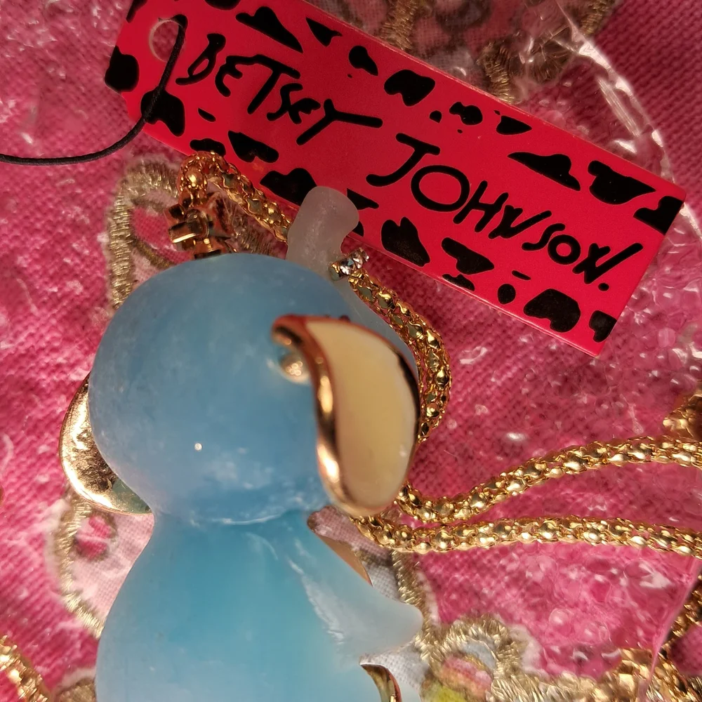 Betsey Johnson Blue Elephant & Pearl Necklace - NWT - Picture 6 of 8